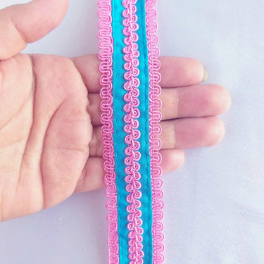 Fabric Trim With Brown / Black / Yellow / Green / Pink Thread Embroidery, Embroidered Lace Trim, 28mm wide